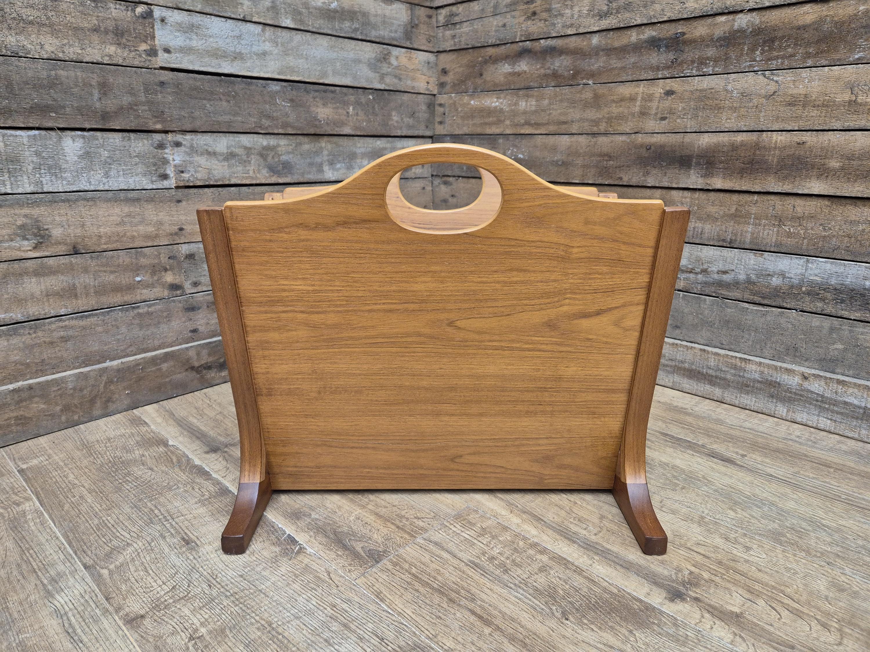 Mid Century Modern Danish Influenced Teak Magazine Rack By Parker Knoll