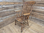 Antique Distressed Country House Lath Back Grandfather Oak And Elm Windsor Chair
