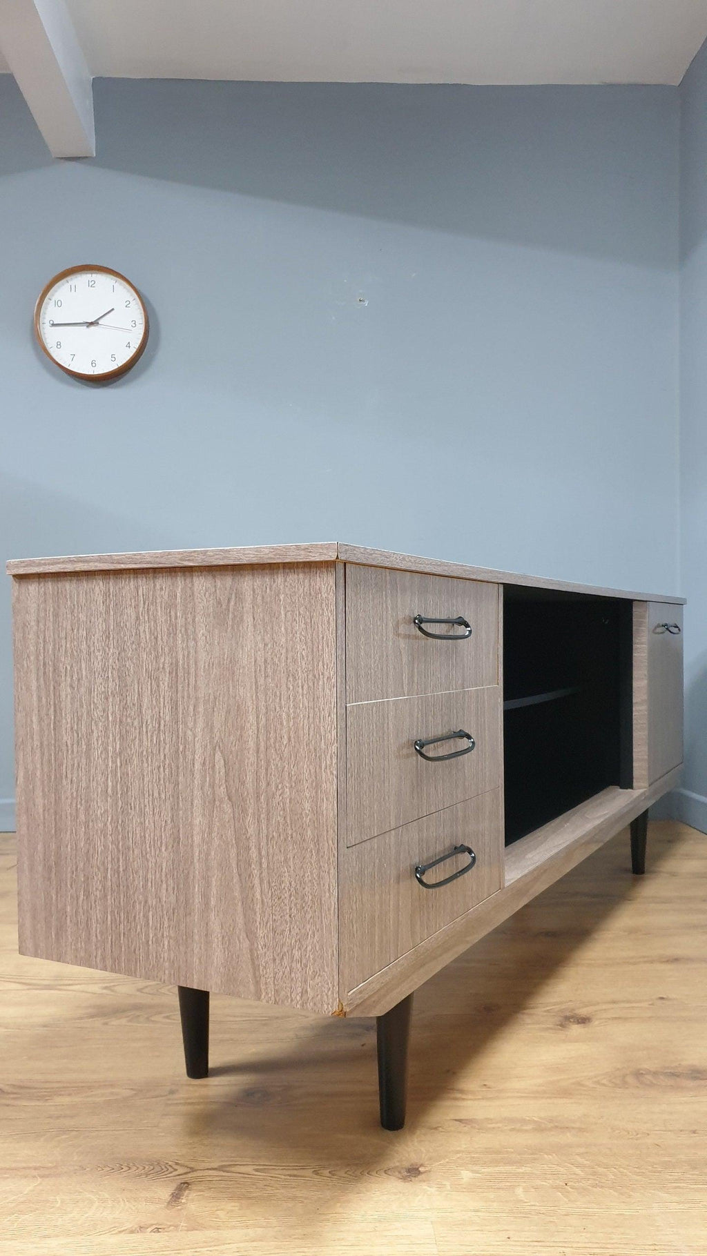 Mid Century Retro Formica Sideboard Long John Credenza Drinks Cabinet Pin Legs