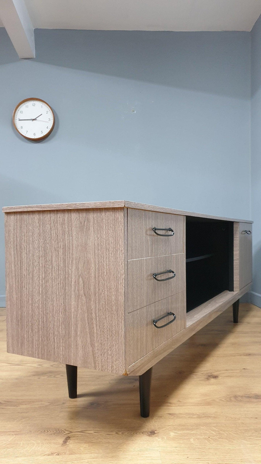 Mid Century Retro Formica Sideboard Long John Credenza Drinks Cabinet Pin Legs
