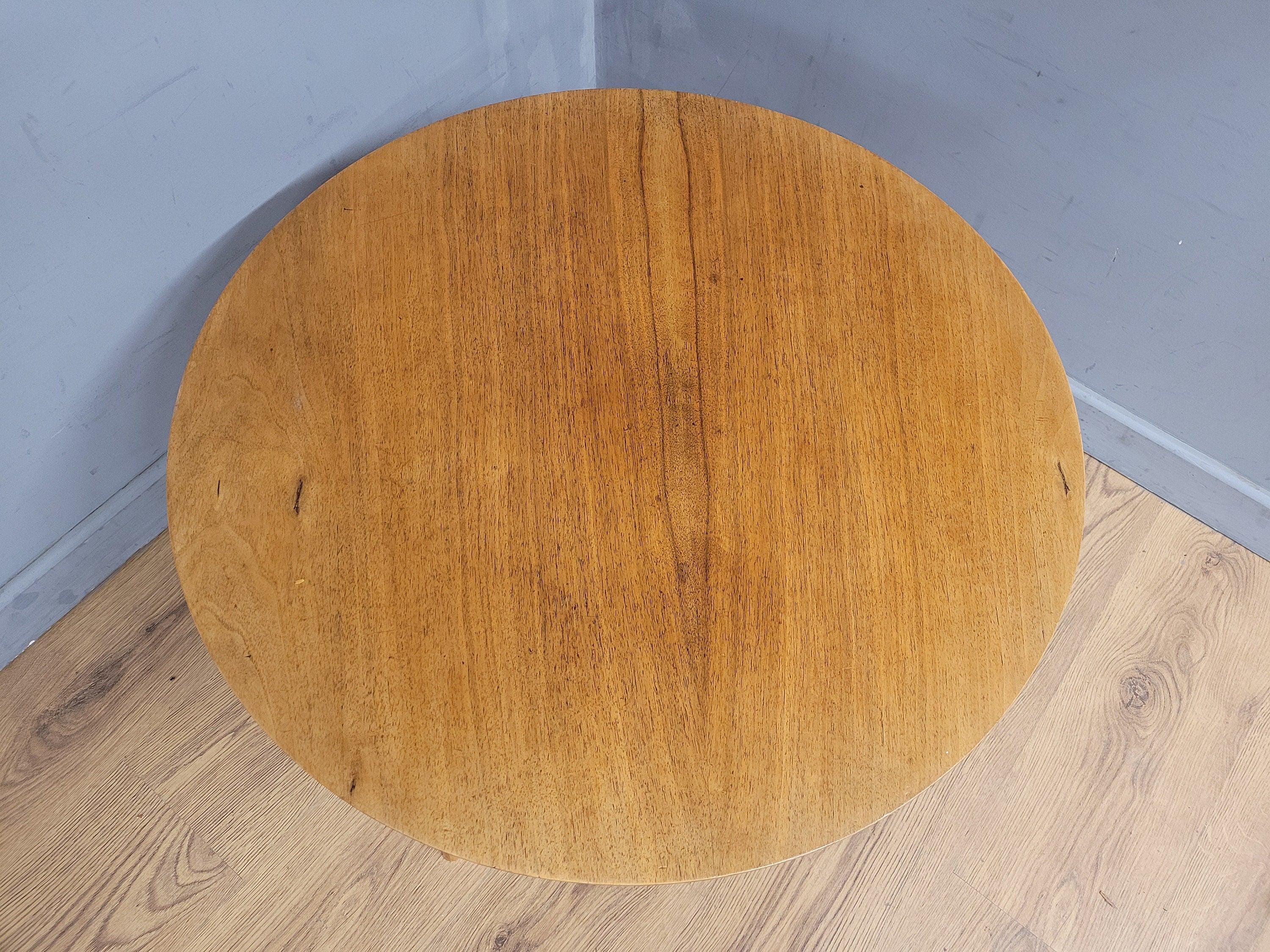 Mid Century Circular Blonde Coffee Table On Tapered Legs Retro Chic