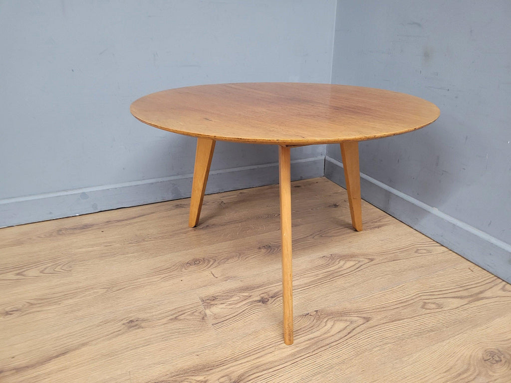 Mid Century Circular Blonde Coffee Table On Tapered Legs Retro Chic