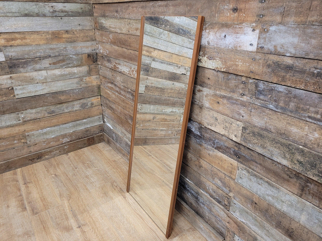 Full Length Mid Century Teak Rectangular Wall Mirror Retro Chic #A1