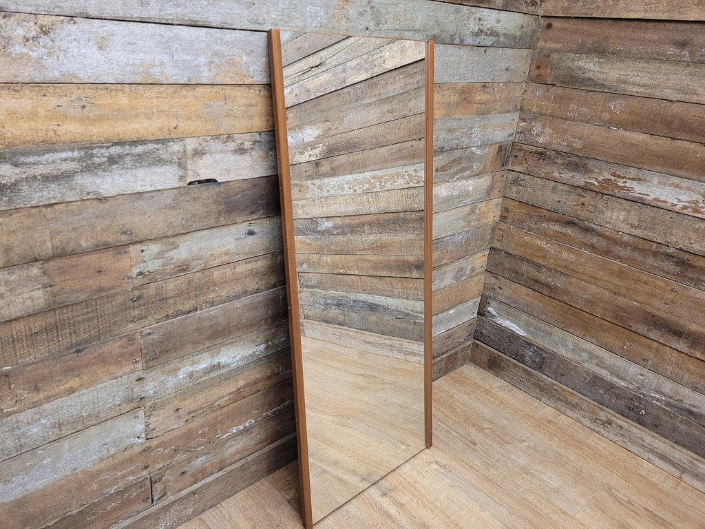 Full Length Mid Century Teak Rectangular Wall Mirror Retro Chic #A1