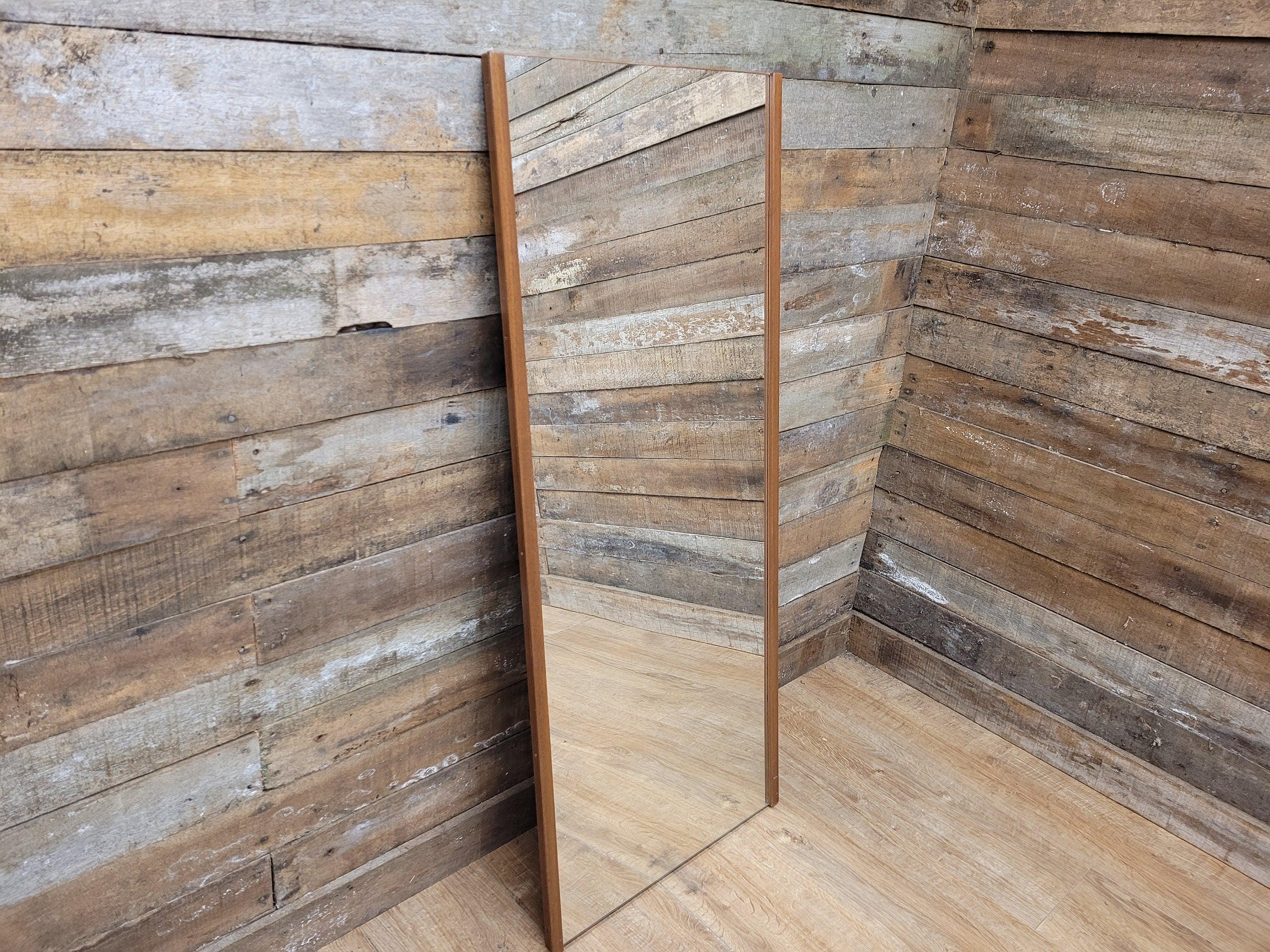 Full Length Mid Century Teak Rectangular Wall Mirror Retro Chic #A1