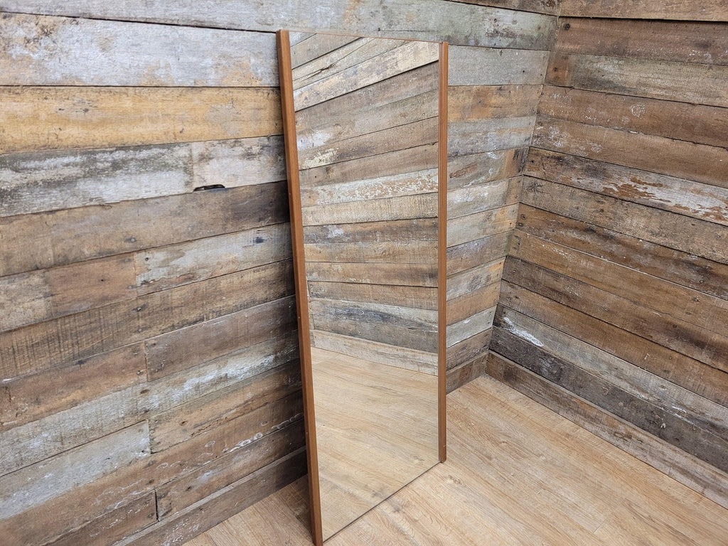 Full Length Mid Century Teak Rectangular Wall Mirror Retro Chic #A1