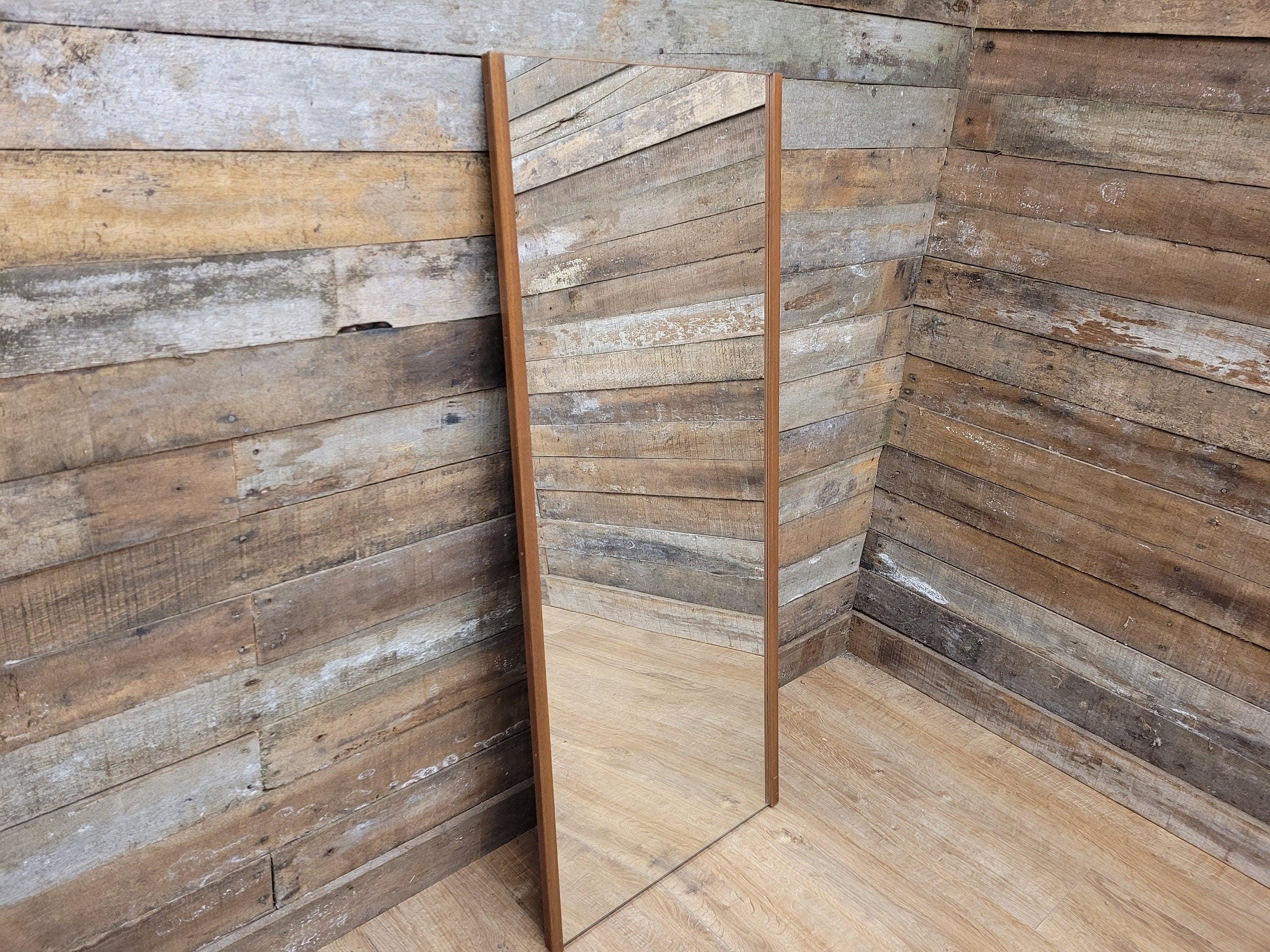 Full Length Mid Century Teak Rectangular Wall Mirror Retro Chic #A1