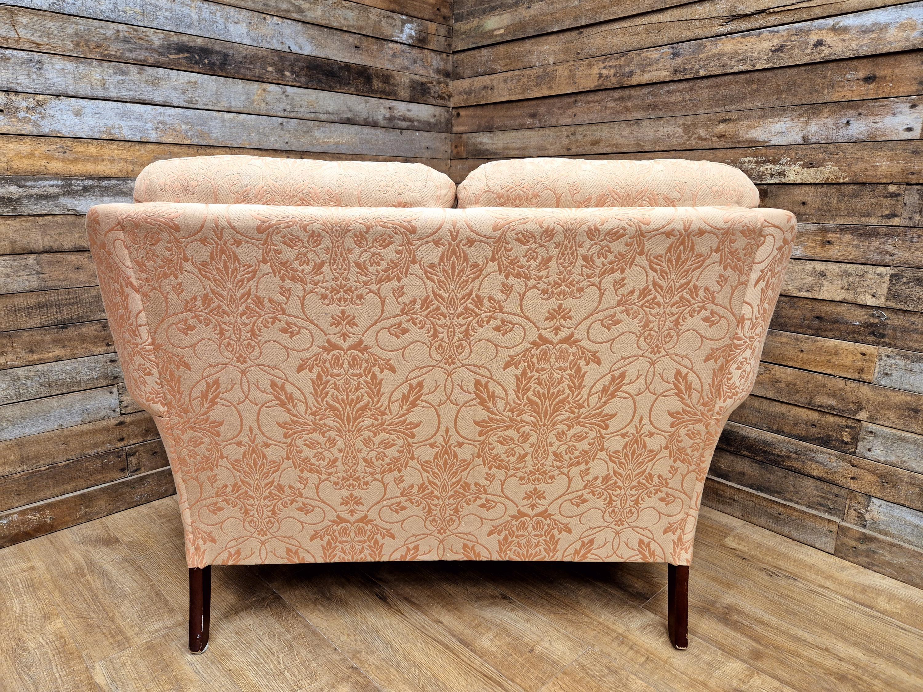 Vintage Pink Damask Two Seater Country House Sofa Settee