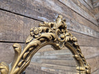Vintage Plaster Rococo Gold Gilt Style Ornate Oval Mantle Wall Mirror