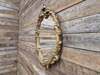 Vintage Plaster Rococo Gold Gilt Style Ornate Oval Mantle Wall Mirror
