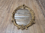 Vintage Plaster Rococo Gold Gilt Style Ornate Oval Mantle Wall Mirror