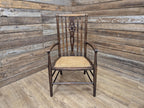 Late 19thC Arts & Craft Open Armchair Bergere Reed Seat Antique Hall Chair