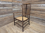 Late 19thC Arts & Craft Open Armchair Bergere Reed Seat Antique Hall Chair