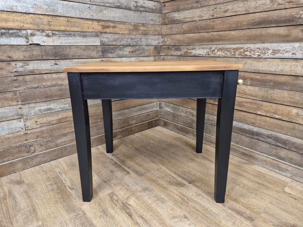 Victorian Mahogany Kitchen Table Black Painted Frame With Drawer Brass Handle
