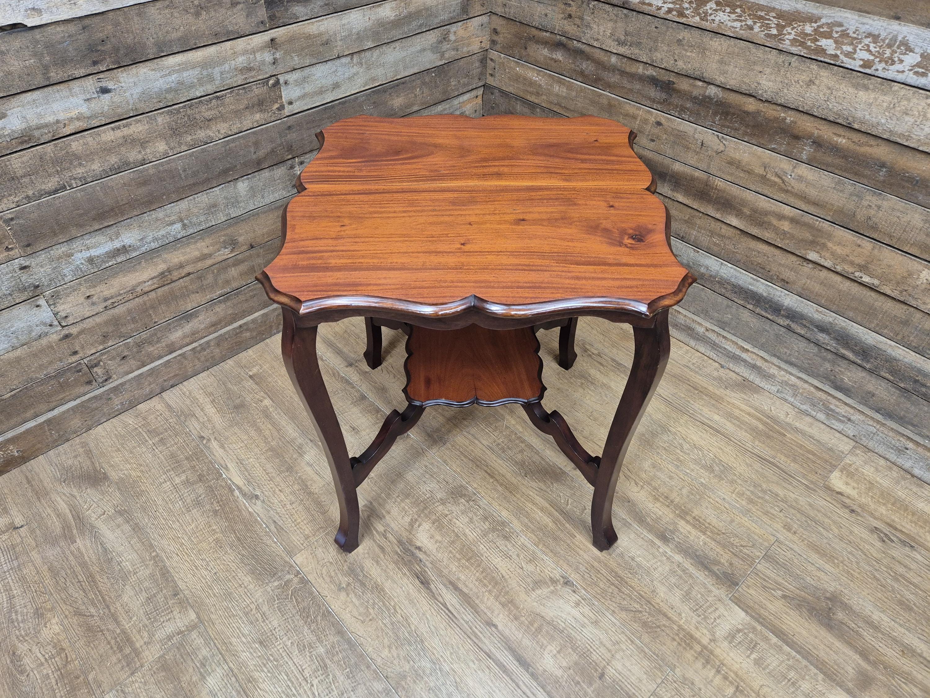 Vintage Mahogany Two Tier Shaped Side Table With Sabre Legs