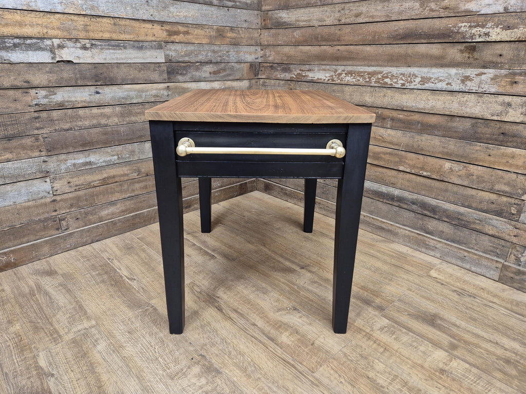Victorian Mahogany Kitchen Table Black Painted Frame With Drawer Brass Handle