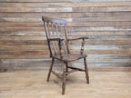 Country House Antique Distressed Lath Back Grandfather Oak And Elm Windsor Chair
