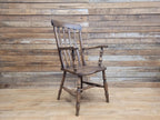 Country House Antique Distressed Lath Back Grandfather Oak And Elm Windsor Chair