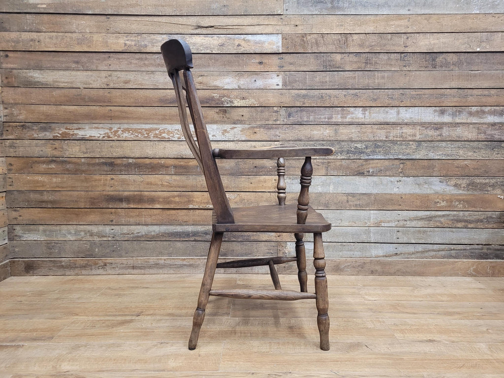 Country House Antique Distressed Lath Back Grandfather Oak And Elm Windsor Chair