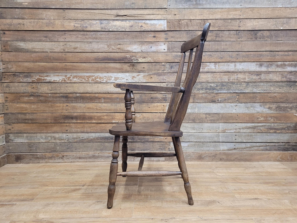 Country House Antique Distressed Lath Back Grandfather Oak And Elm Windsor Chair