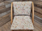 Vintage Oak Mid Century Arched Dining Chairs Set of 3 Floral Upholstery