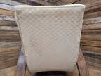 Vintage Art Deco Bentwood Lounge Chair Curved Oak Arms Beige Fabric