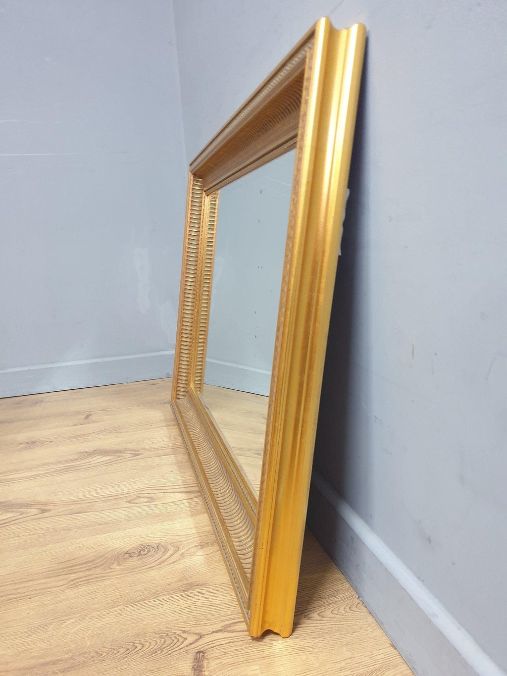 Large Vintage Mantle Wall Mirror Ornate Gold Framed Bevel Edge Distressed Glass