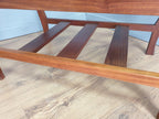 Mid Century Rare Curved Leg Teak Coffee Table Tinted Glass Magazine Rack