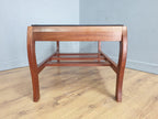 Mid Century Rare Curved Leg Teak Coffee Table Tinted Glass Magazine Rack