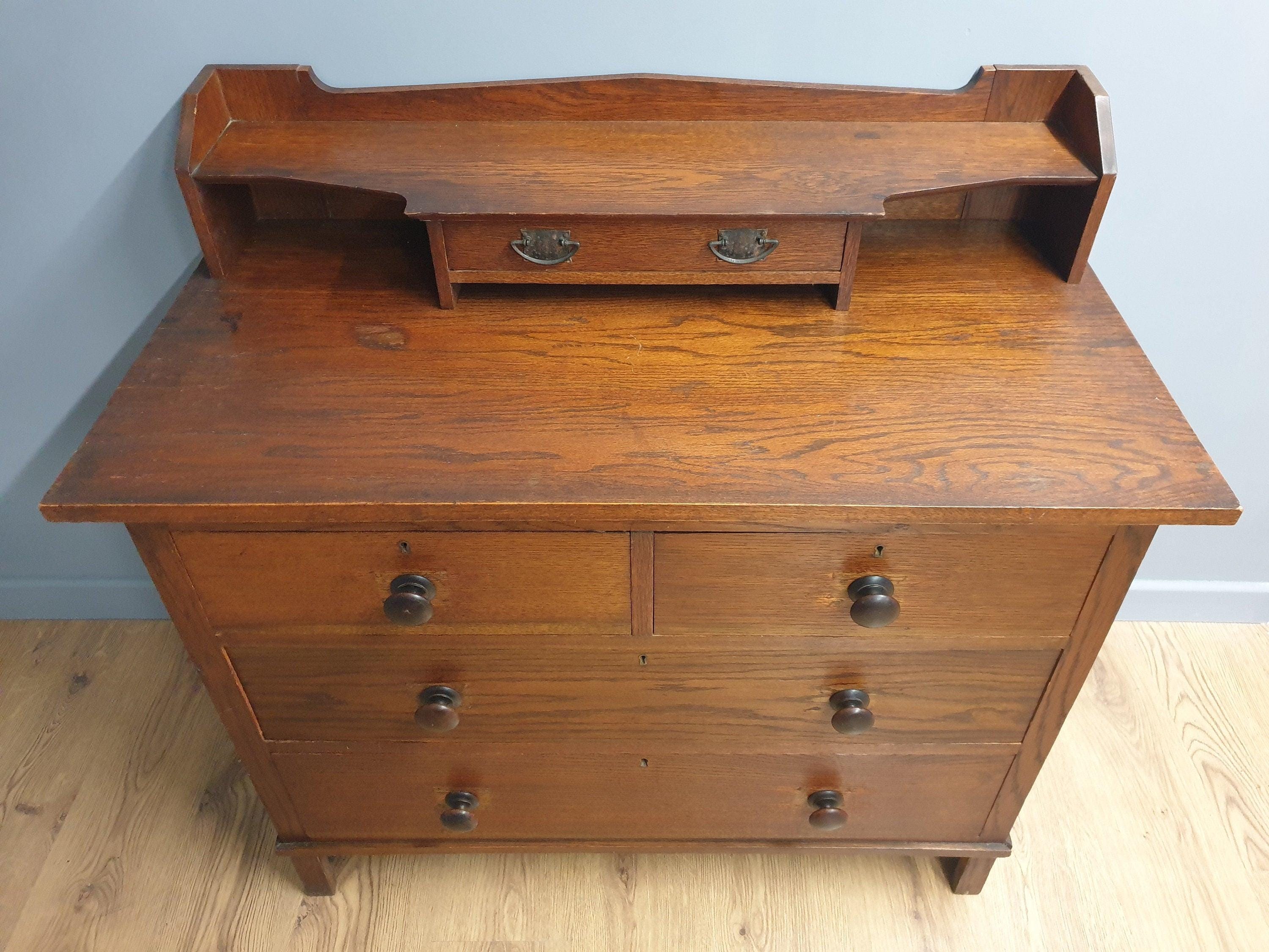 Antique Victorian Oak 2 Over 2 Dresser Chest of Drawers Wash Stand