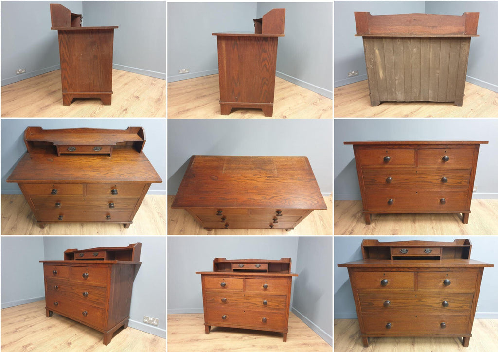 Antique Victorian Oak 2 Over 2 Dresser Chest of Drawers Wash Stand