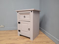 Vintage Shabby Chic Hand Painted Bedside Cabinet Black Iron Detail