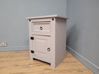 Vintage Shabby Chic Hand Painted Bedside Cabinet Black Iron Detail
