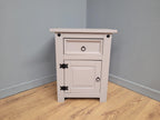 Vintage Shabby Chic Hand Painted Bedside Cabinet Black Iron Detail