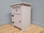 Vintage Shabby Chic Hand Painted Bedside Cabinet Black Iron Detail