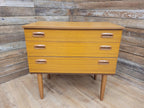 Three Drawer Mid Century Schreiber Vintage Chest of Drawers Pin Legs