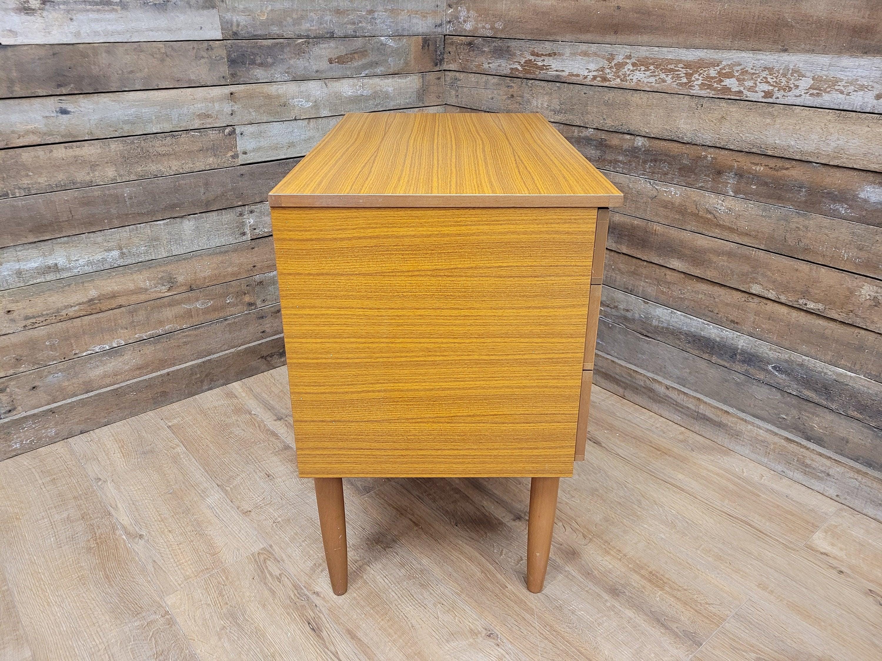 Three Drawer Mid Century Schreiber Vintage Chest of Drawers Pin Legs