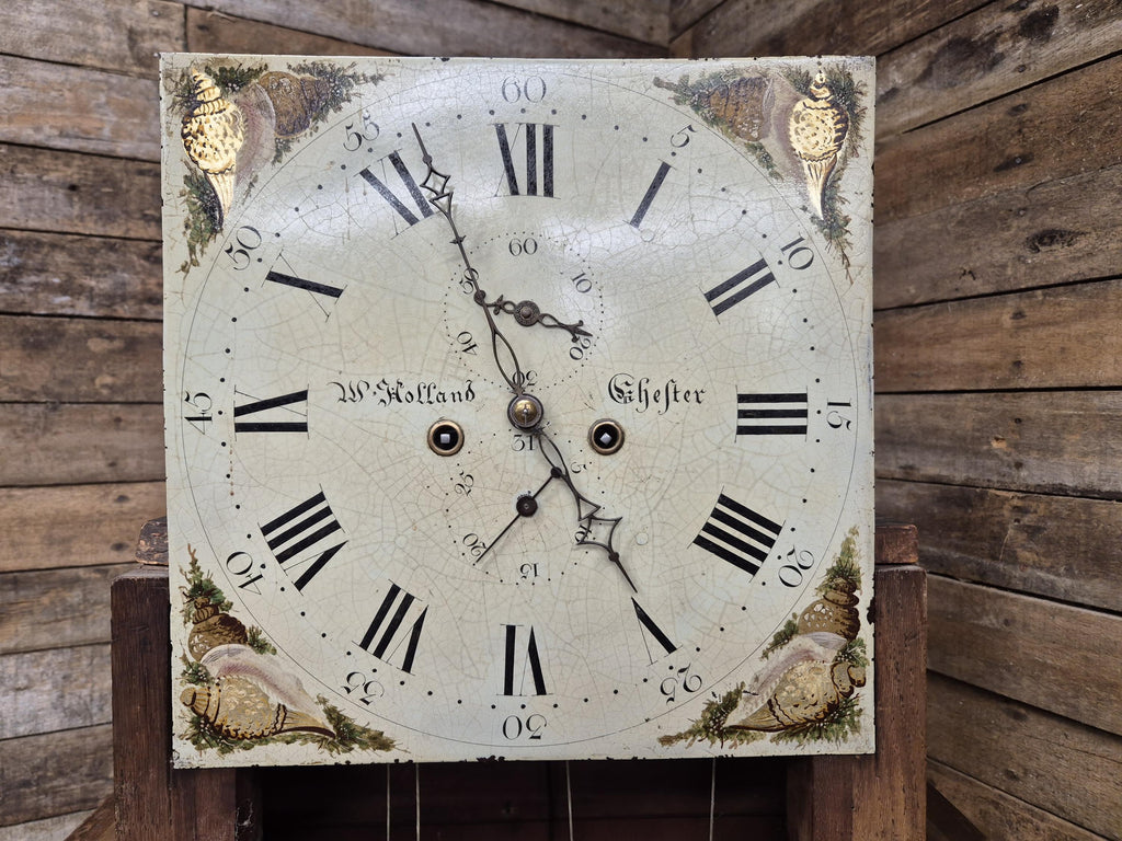 Antique 18thC Oak & Mahogany Grandfather Longcase Clock By W Holland Of Chester