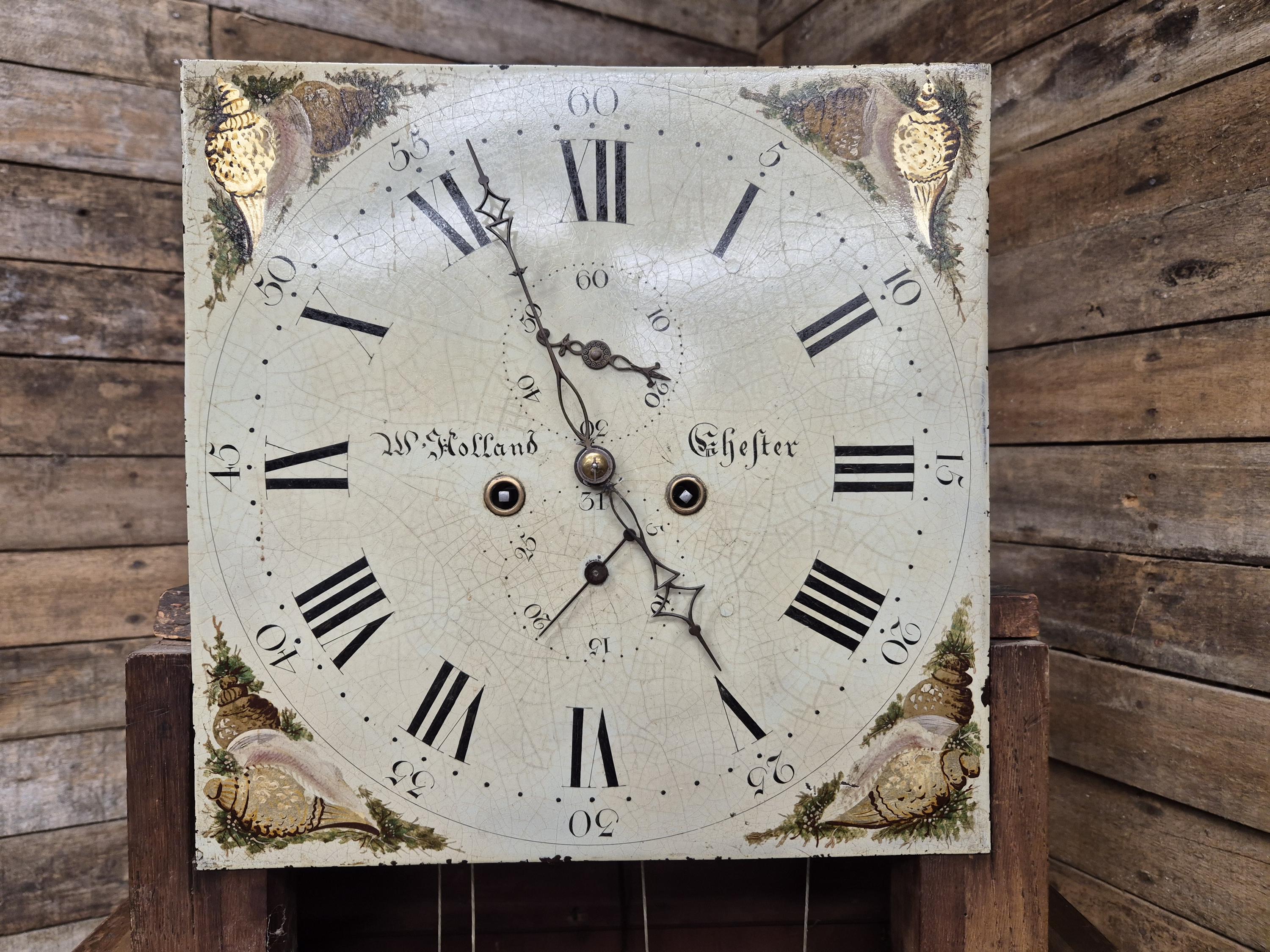 Antique 18thC Oak & Mahogany Grandfather Longcase Clock By W Holland Of Chester