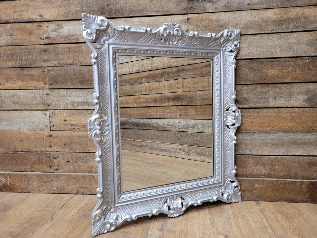 Vintage Silver Gilt Style Resin Rococo Baroque French Style Mirror