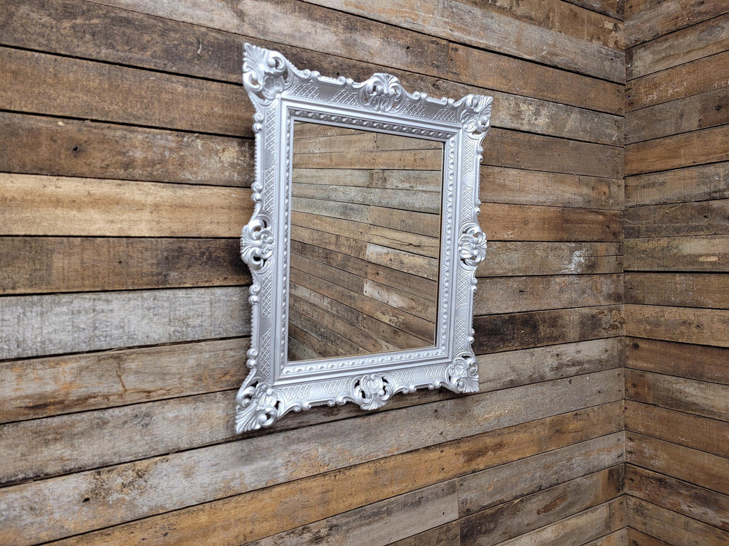 Vintage Silver Gilt Style Resin Rococo Baroque French Style Mirror