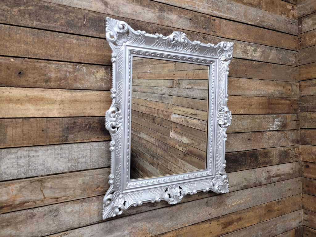 Vintage Silver Gilt Style Resin Rococo Baroque French Style Mirror