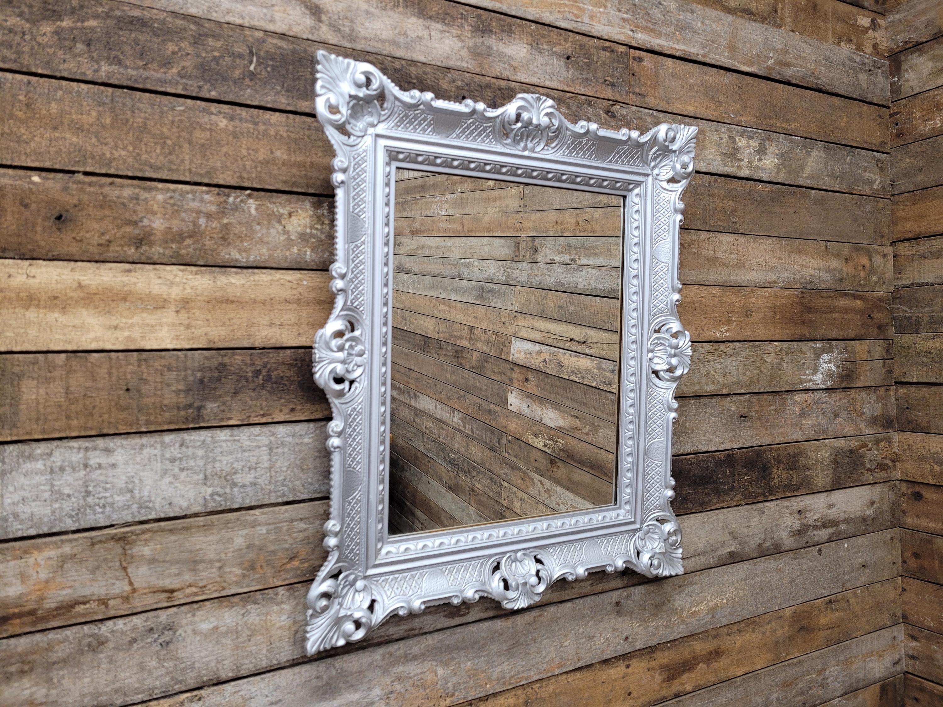 Vintage Silver Gilt Style Resin Rococo Baroque French Style Mirror