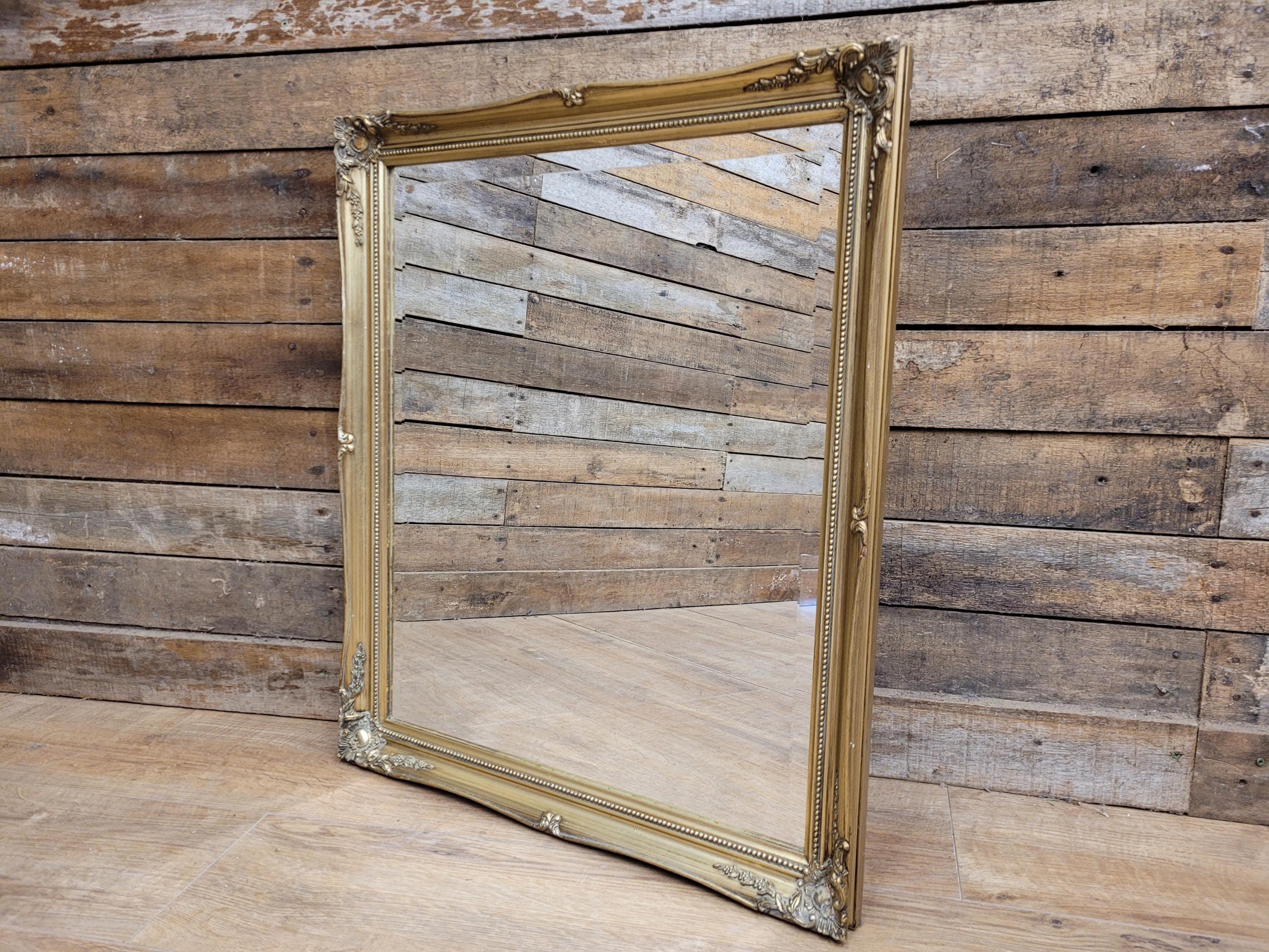 Vintage Gold Gilt Style Large Wood And Plaster Framed Over Mantle Wall Mirror