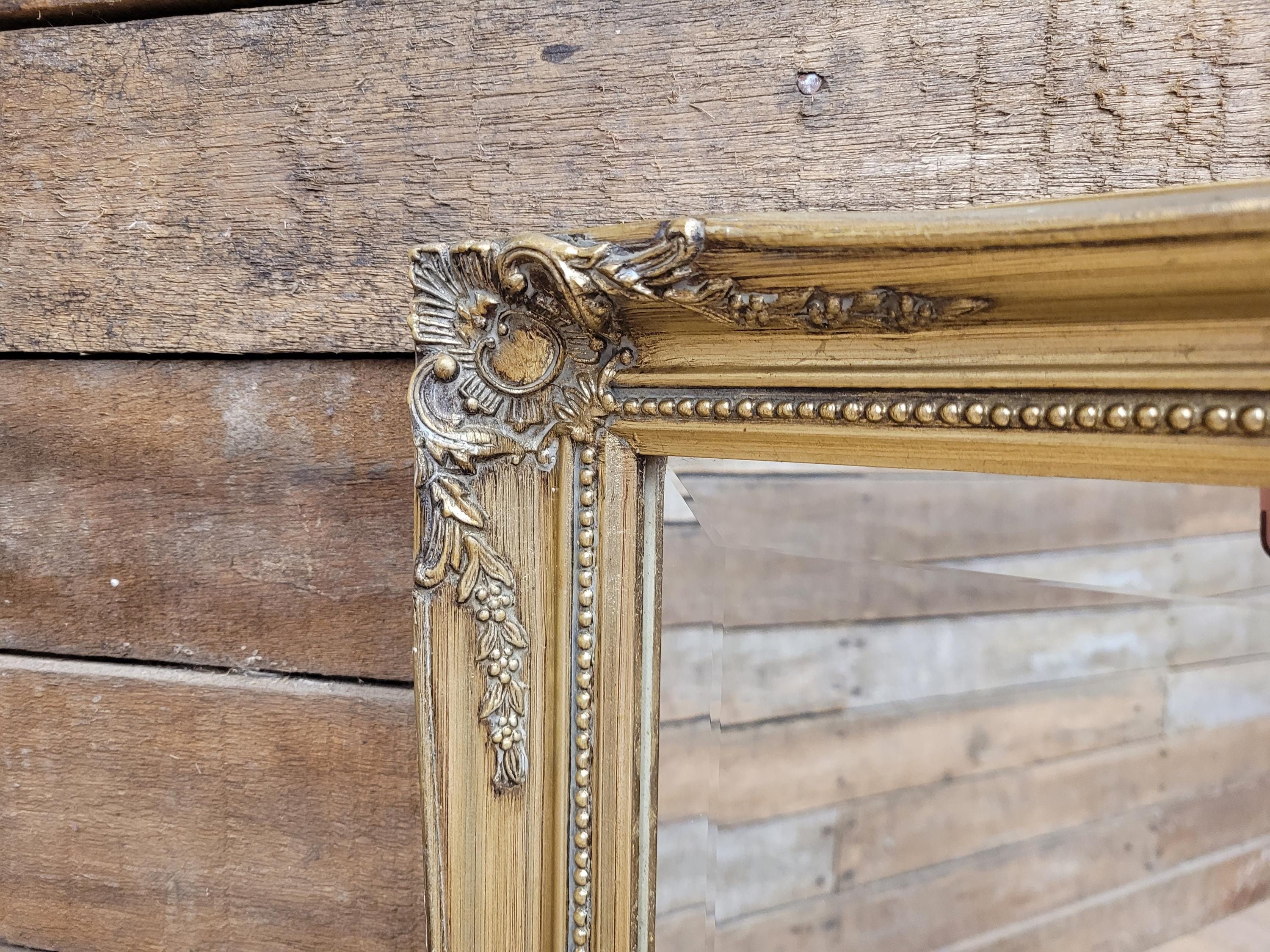 Vintage Gold Gilt Style Large Wood And Plaster Framed Over Mantle Wall Mirror