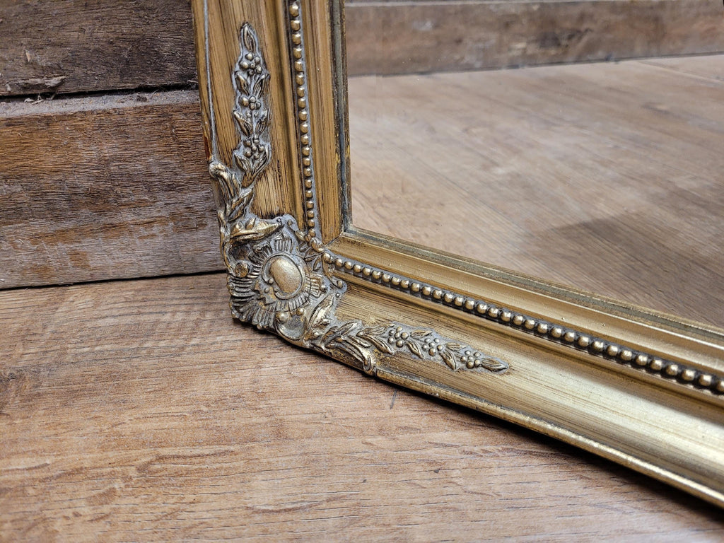 Vintage Gold Gilt Style Large Wood And Plaster Framed Over Mantle Wall Mirror