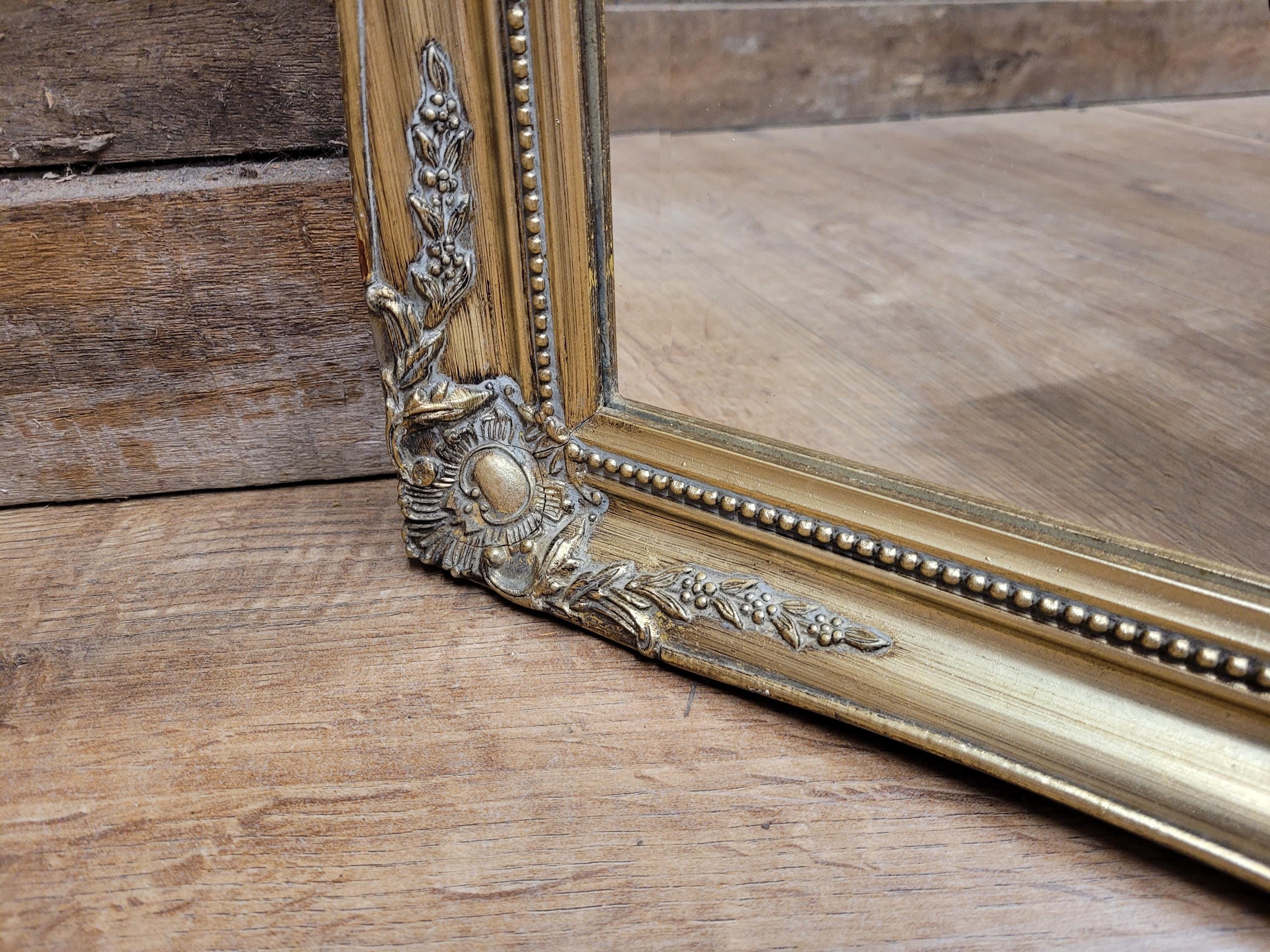 Vintage Gold Gilt Style Large Wood And Plaster Framed Over Mantle Wall Mirror