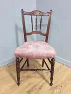 Vintage Antique Mahogany Ornate Spindle Back Turned Leg Bedroom Chair
