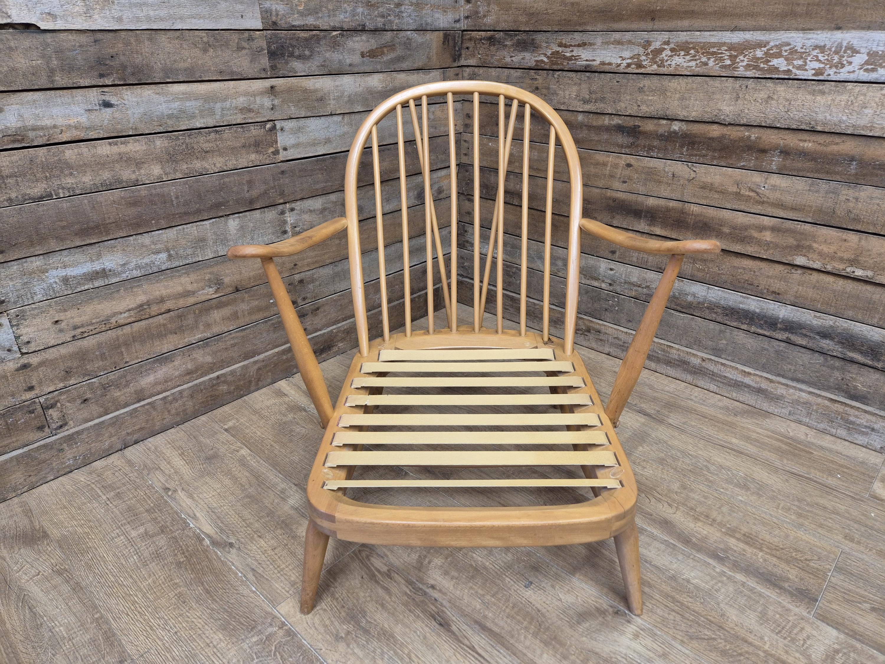 Mid Century Ercol Blonde Original Elm Windsor Armchair Model 203 Elm Beech