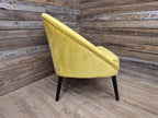 Retro Styled Mustard Yellow Velvet Accent Chair Mid Century Style Tub Armchair